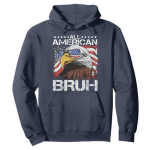 Funny All American Bruh Bald Eagle Hoodie American Flag 4th Of July Patriotic TS11 Navy Print Your Wear