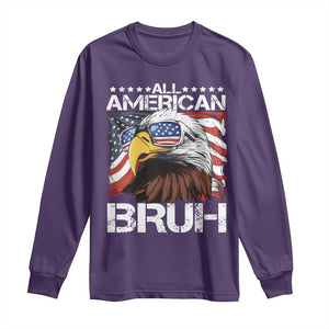 Funny All American Bruh Bald Eagle Long Sleeve Shirt American Flag 4th Of July Patriotic TS11 Purple Print Your Wear