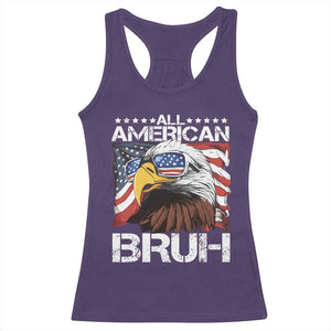 Funny All American Bruh Bald Eagle Racerback Tank Top American Flag 4th Of July Patriotic TS11 Purple Print Your Wear