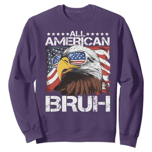 Funny All American Bruh Bald Eagle Sweatshirt American Flag 4th Of July Patriotic TS11 Purple Print Your Wear