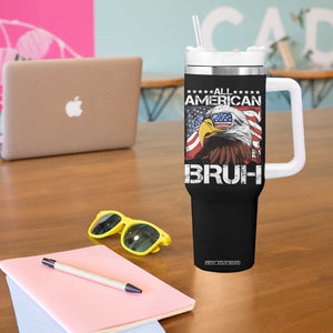 Funny All American Bruh Bald Eagle Tumbler With Handle American Flag 4th Of July Patriotic TS11 Print Your Wear