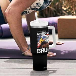 Funny All American Bruh Bald Eagle Tumbler With Handle American Flag 4th Of July Patriotic TS11 Print Your Wear