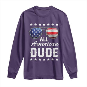 Funny All American Dude 4th Of July Long Sleeve Shirt Family Matching Sunglasses TS11 Purple Print Your Wear