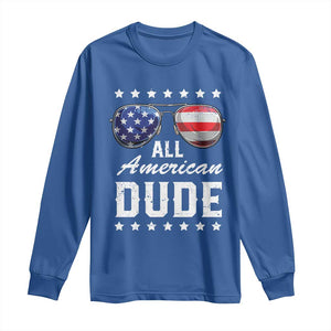 Funny All American Dude 4th Of July Long Sleeve Shirt Family Matching Sunglasses TS11 Royal Blue Print Your Wear