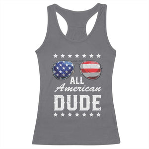Funny All American Dude 4th Of July Racerback Tank Top Family Matching Sunglasses TS11 Charcoal Print Your Wear