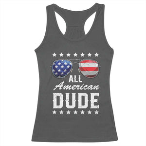 Funny All American Dude 4th Of July Racerback Tank Top Family Matching Sunglasses TS11 Dark Heather Print Your Wear