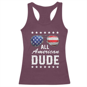 Funny All American Dude 4th Of July Racerback Tank Top Family Matching Sunglasses TS11 Maroon Print Your Wear