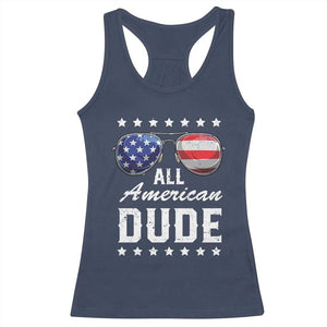 Funny All American Dude 4th Of July Racerback Tank Top Family Matching Sunglasses TS11 Navy Print Your Wear