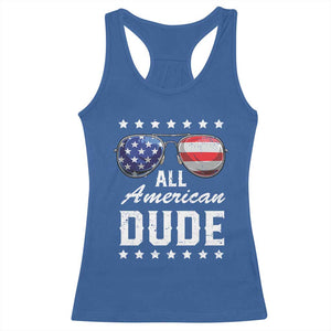 Funny All American Dude 4th Of July Racerback Tank Top Family Matching Sunglasses TS11 Royal Blue Print Your Wear