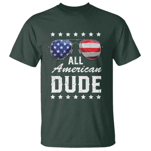 Funny All American Dude 4th Of July T Shirt Family Matching Sunglasses TS11 Dark Forest Green Print Your Wear