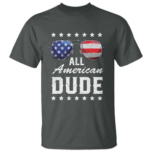 Funny All American Dude 4th Of July T Shirt Family Matching Sunglasses TS11 Dark Heather Print Your Wear