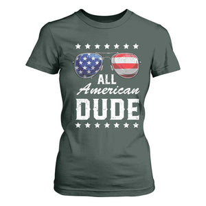 Funny All American Dude 4th Of July T Shirt For Women Family Matching Sunglasses TS11 Dark Forest Green Print Your Wear