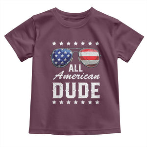 Funny All American Dude 4th Of July Toddler T Shirt Family Matching Sunglasses TS11 Maroon Print Your Wear