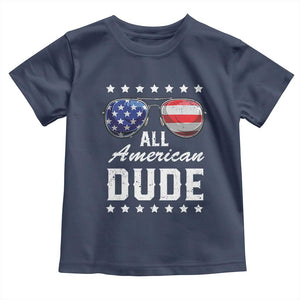 Funny All American Dude 4th Of July Toddler T Shirt Family Matching Sunglasses TS11 Navy Print Your Wear