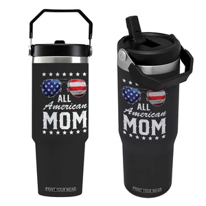 Funny All American Mom 4th Of July Flip Straw Tumbler Family Matching Sunglasses TS11 One Size: 30 oz Black Print Your Wear