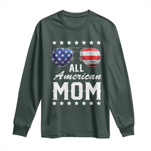 Funny All American Mom 4th Of July Long Sleeve Shirt Family Matching Sunglasses TS11 Dark Forest Green Print Your Wear