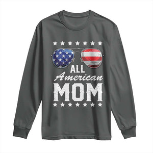 Funny All American Mom 4th Of July Long Sleeve Shirt Family Matching Sunglasses TS11 Dark Heather Print Your Wear
