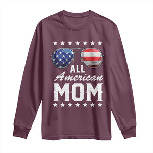 Funny All American Mom 4th Of July Long Sleeve Shirt Family Matching Sunglasses TS11 Maroon Print Your Wear