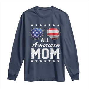 Funny All American Mom 4th Of July Long Sleeve Shirt Family Matching Sunglasses TS11 Navy Print Your Wear