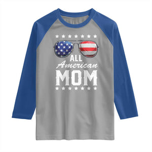 Funny All American Mom 4th Of July Raglan Shirt Family Matching Sunglasses TS11 Sport Gray Royal Print Your Wear