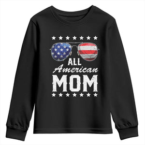 Funny All American Mom 4th Of July Youth Sweatshirt Family Matching Sunglasses TS11 Black Print Your Wear