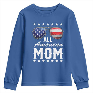 Funny All American Mom 4th Of July Youth Sweatshirt Family Matching Sunglasses TS11 Royal Blue Print Your Wear