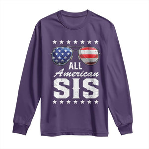 Funny All American Sis 4th Of July Long Sleeve Shirt Family Matching Sunglasses TS11 Purple Print Your Wear
