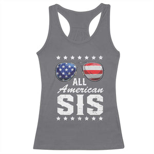 Funny All American Sis 4th Of July Racerback Tank Top Family Matching Sunglasses TS11 Charcoal Print Your Wear