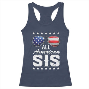 Funny All American Sis 4th Of July Racerback Tank Top Family Matching Sunglasses TS11 Navy Print Your Wear