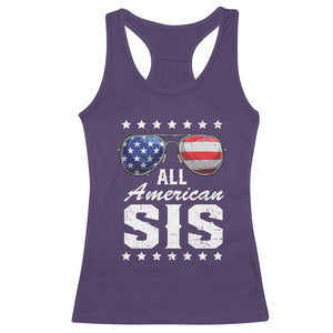 Funny All American Sis 4th Of July Racerback Tank Top Family Matching Sunglasses TS11 Purple Print Your Wear