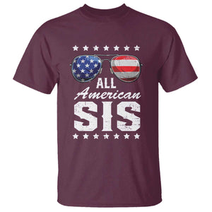 Funny All American Sis 4th Of July T Shirt Family Matching Sunglasses TS11 Maroon Print Your Wear