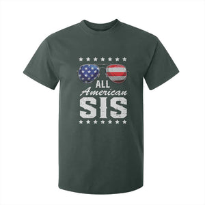 Funny All American Sis 4th Of July T Shirt For Kid Family Matching Sunglasses TS11 Dark Forest Green Print Your Wear