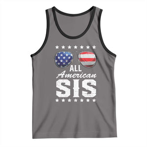 Funny All American Sis 4th Of July Tank Top Family Matching Sunglasses TS11 Deep Heather Black Print Your Wear