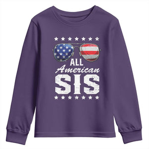 Funny All American Sis 4th Of July Youth Sweatshirt Family Matching Sunglasses TS11 Purple Print Your Wear