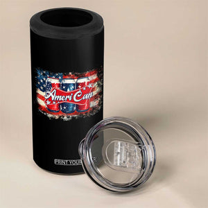 Funny AmeriCan Beer 4th of July Drinking 4 in 1 Can Cooler Tumbler American Flag USA Beer Can TS11 Print Your Wear