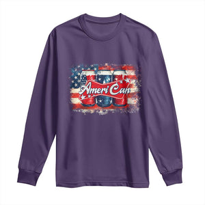 Funny AmeriCan Beer 4th of July Drinking Long Sleeve Shirt American Flag USA Beer Can TS11 Purple Print Your Wear