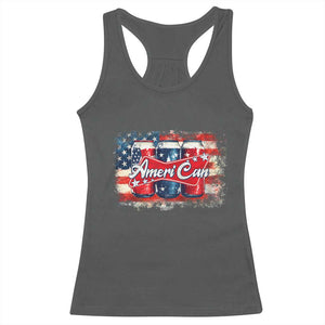 Funny AmeriCan Beer 4th of July Drinking Racerback Tank Top American Flag USA Beer Can TS11 Dark Heather Print Your Wear