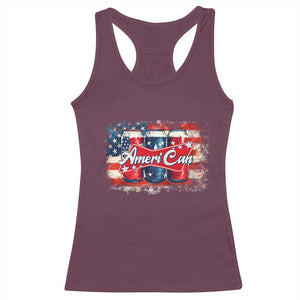 Funny AmeriCan Beer 4th of July Drinking Racerback Tank Top American Flag USA Beer Can TS11 Maroon Print Your Wear