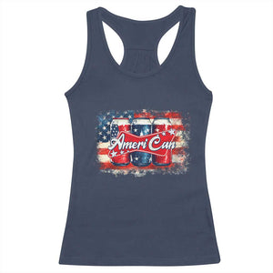 Funny AmeriCan Beer 4th of July Drinking Racerback Tank Top American Flag USA Beer Can TS11 Navy Print Your Wear