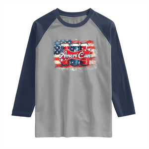 Funny AmeriCan Beer 4th of July Drinking Raglan Shirt American Flag USA Beer Can TS11 Sport Gray Navy Print Your Wear