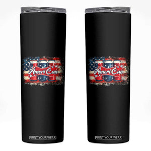 Funny AmeriCan Beer 4th of July Drinking Skinny Tumbler American Flag USA Beer Can TS11 Black Print Your Wear