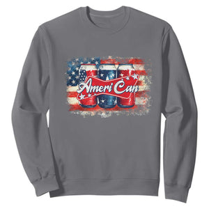 Funny AmeriCan Beer 4th of July Drinking Sweatshirt American Flag USA Beer Can TS11 Charcoal Print Your Wear