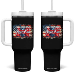 Funny AmeriCan Beer 4th of July Drinking Tumbler With Handle American Flag USA Beer Can TS11 One Size: 40 oz Black Print Your Wear