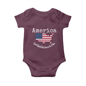 Funny America God Shed His Grace On Thee 4th of July Baby Onesie TS11 Maroon Print Your Wear