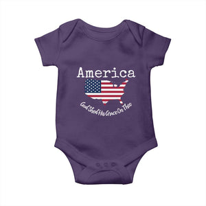Funny America God Shed His Grace On Thee 4th of July Baby Onesie TS11 Purple Print Your Wear