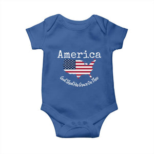 Funny America God Shed His Grace On Thee 4th of July Baby Onesie TS11 Royal Blue Print Your Wear