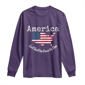 Funny America God Shed His Grace On Thee 4th of July Long Sleeve Shirt TS11 Purple Print Your Wear