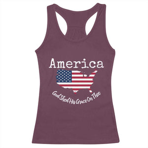 Funny America God Shed His Grace On Thee 4th of July Racerback Tank Top TS11 Maroon Print Your Wear