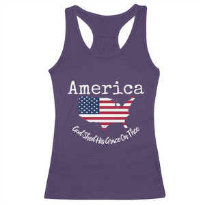 Funny America God Shed His Grace On Thee 4th of July Racerback Tank Top TS11 Purple Print Your Wear
