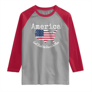 Funny America God Shed His Grace On Thee 4th of July Raglan Shirt TS11 Sport Gray Red Print Your Wear